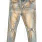 Eroded dingy denim