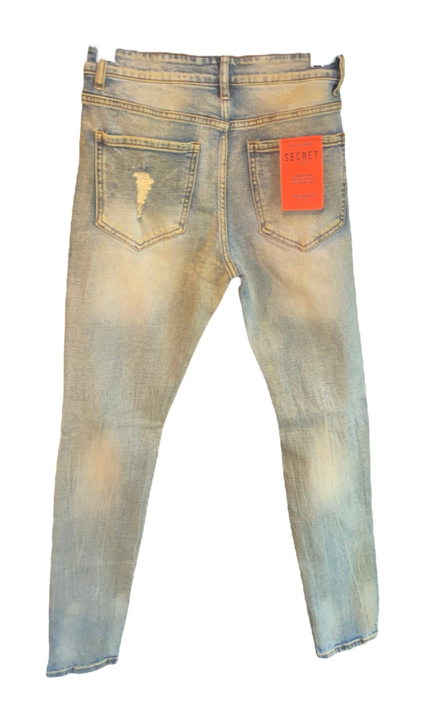 Eroded dingy denim